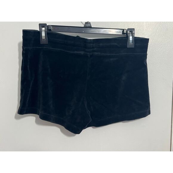 VTG Y2K Taunt Shorts Medium Black Velvet High Rise Drawstring - Picture 4 of 5